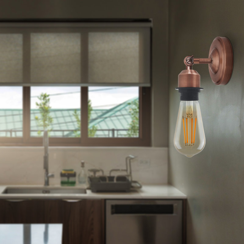 Boykin Adjustable Wall Sconce – Vintage Style Dimmable Light with Metal Shade by Breakwater Bay, Yes, Copper
