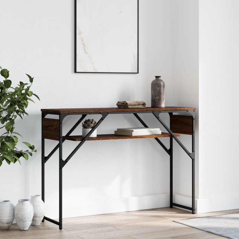 Fishel Console Table, 75cm H x 75cm W x 30cm D, Black Oak