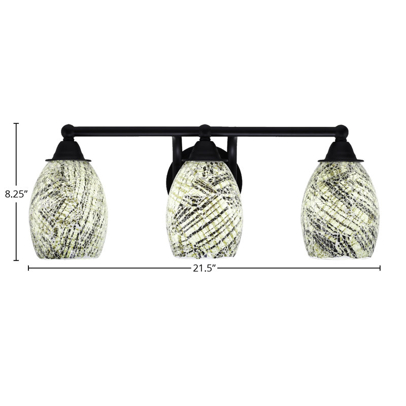 Paramount 3 Light Bath Bar Shown In Matte Black Finish With 5" Natural Fusion Glass