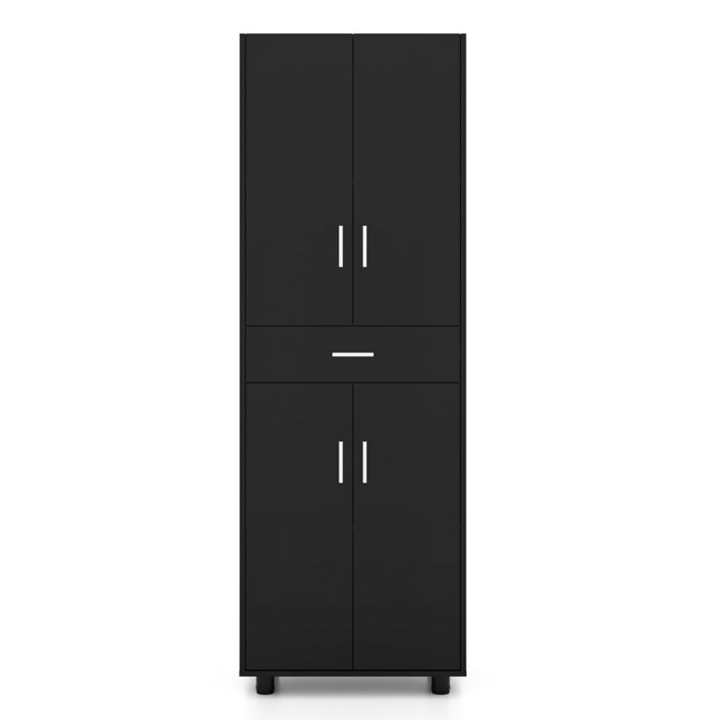 Single Garage Storage Cabinet With Doors And Drawer, Black