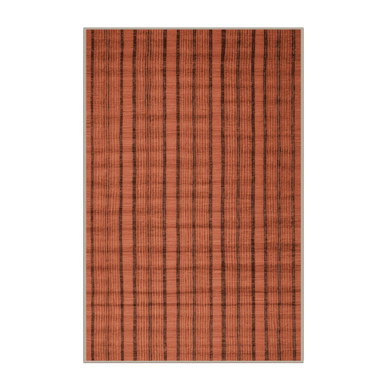 Machine Washable Checkered Pink Area Rug