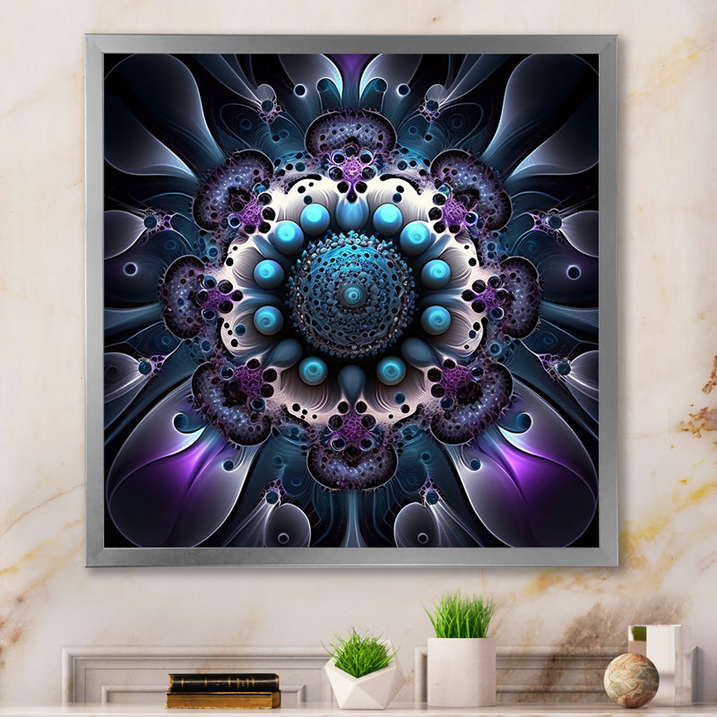 Impression sur toile, mandala céleste en mauve et bleu mystérieux I - Boho Mandala, H 30 po x l 30 po x P 1 po