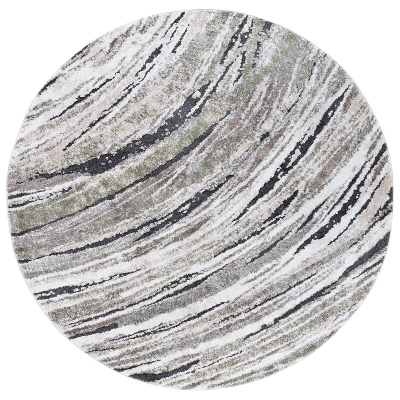Fleurizard Opal Performance Abstract Rug, Round 6'7"