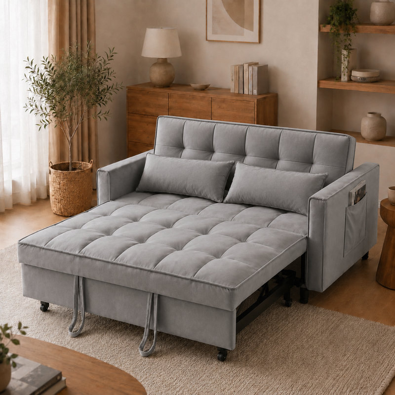 Canapé-lit convertible de 55,1 pouces, Gris