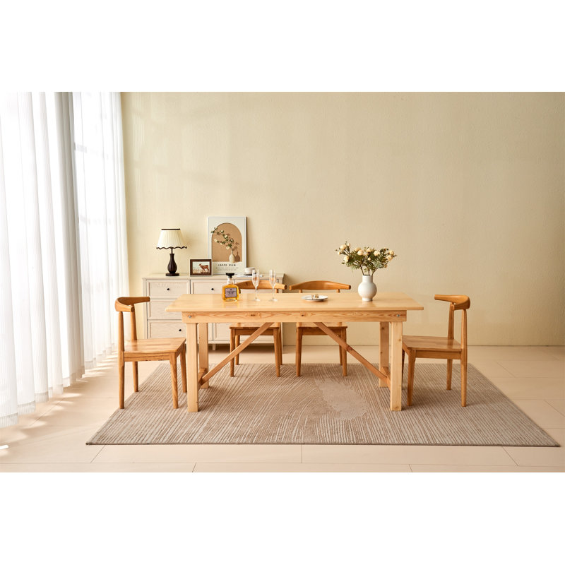 Table rectangulaire en bois de pin, table de salle à manger de cuisine, table de conférence moderne pour bureau - 6 pi naturel
