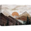 «Western Wood Effect Landscape Rustic Brown Mountain Trees Nature Abstract Farmhouse Wall Decor Room», reproduction d'art sur toile-93388773-93388771