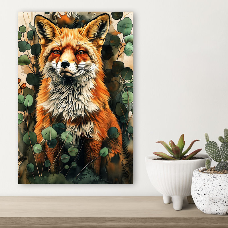 Art mural abstrait renard contemporain, H 18 po x l 12 po