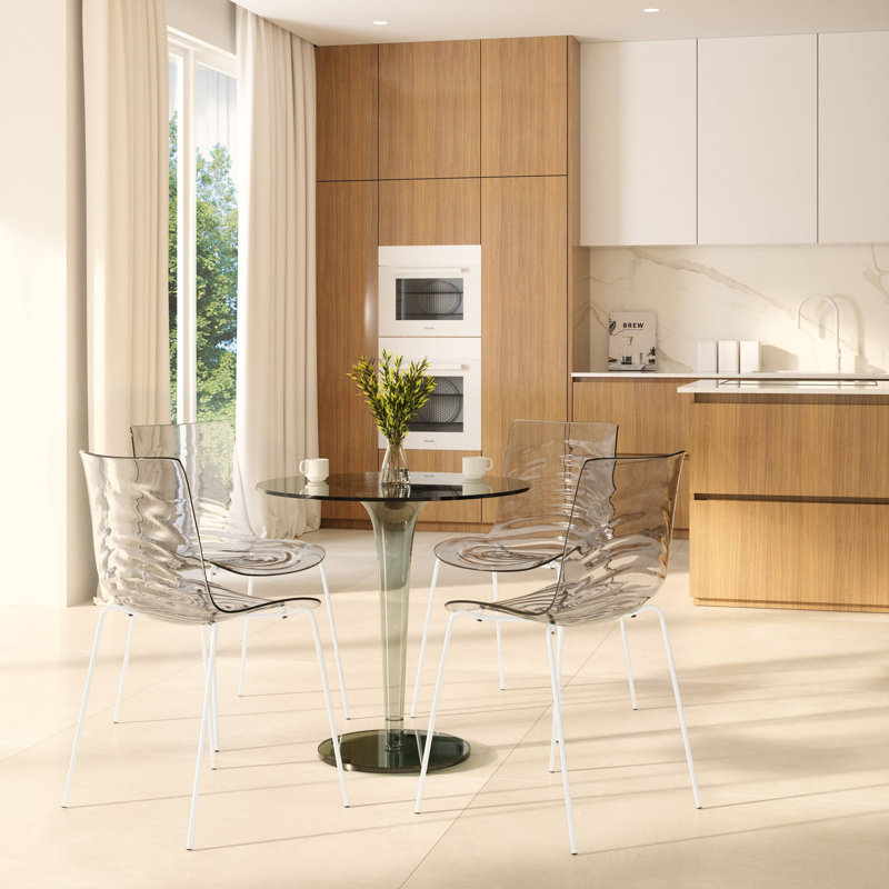 Minelli Collection Dining Chair In ABS Plastic Set Of 4, Clear White