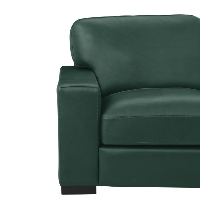Canapé modulaire rembourré 4 pièces Kimesville, Cuir véritable vert