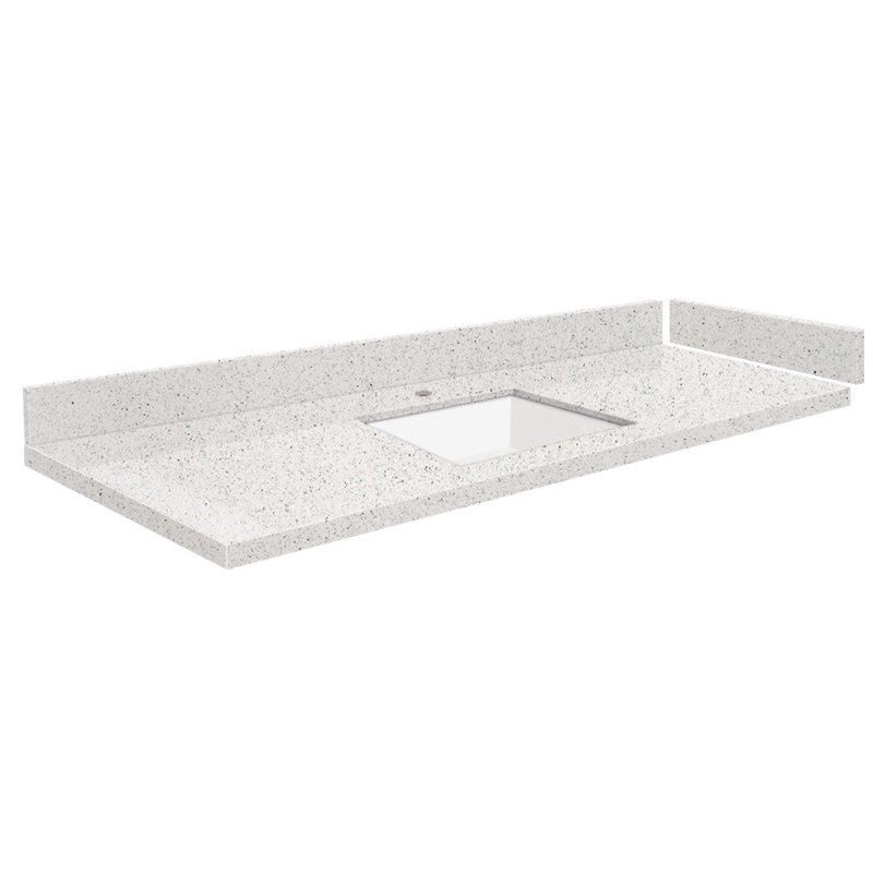 61 dessus de meuble-lavabo simple avec 1 trou de robinet, Neige stellaire
