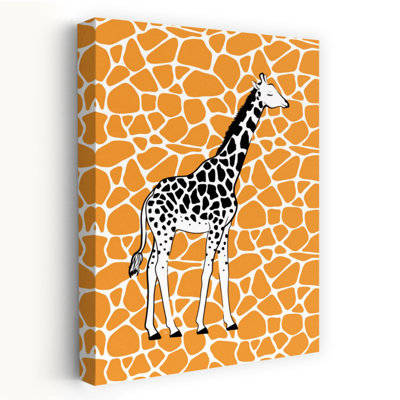 Dreaming Giraffe Pattern Abstract Contemporary Modern Giraffe Nature Wildlife Wall Art Print 1 Piece Wrapped Canvas Wall Art