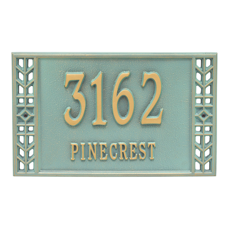 Boston Personalized Standard 2-Line Wall Address Plaque, Bronze/Verdigris, Yes