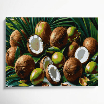 Fruit Coconut Brown Canvas Wall Art