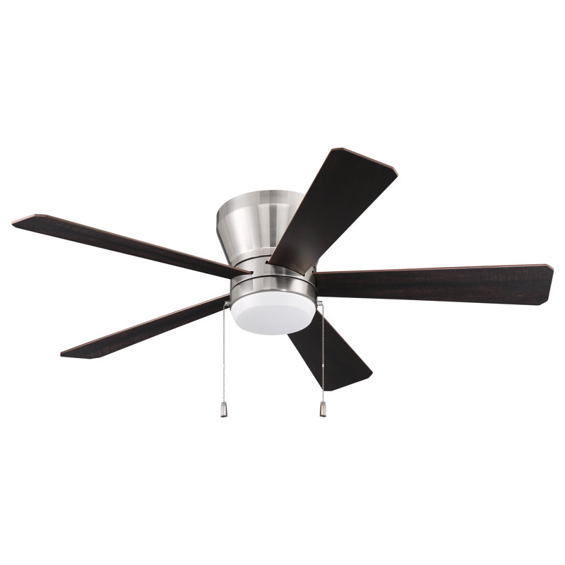 Ventilateur de plafond encastré à DEL à 5 pales 52 po Merit, Nickel poli brossé / noir