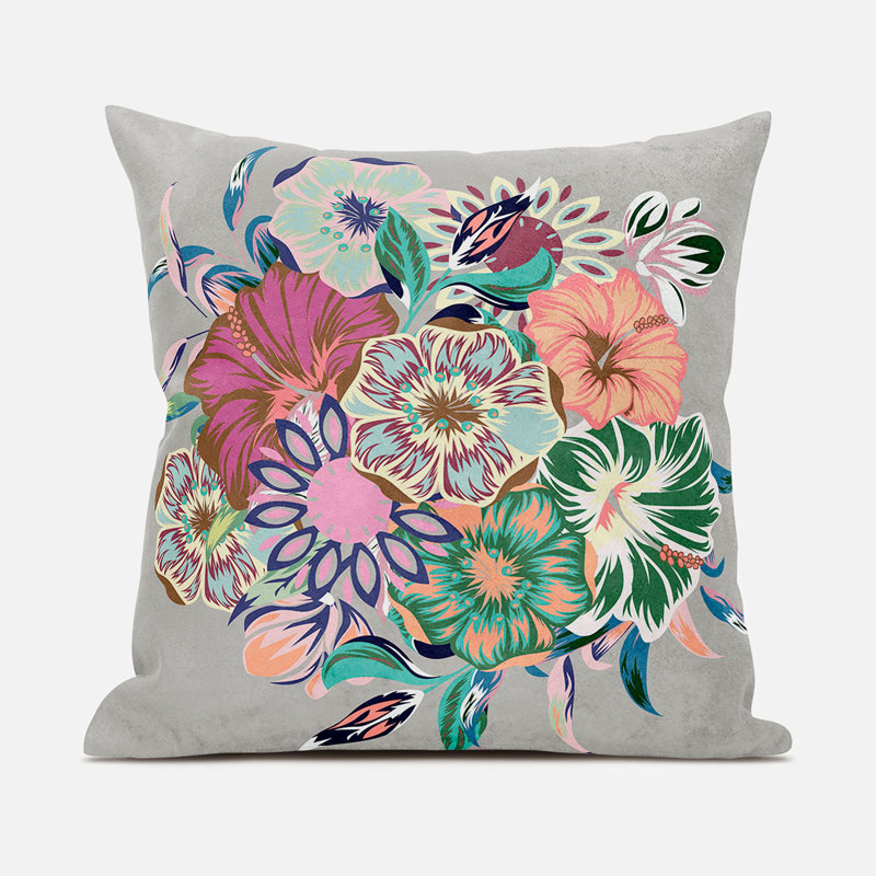 Housse et insert de coussin décoratif en polyester , 20 po x 20 po, Rose/gris
