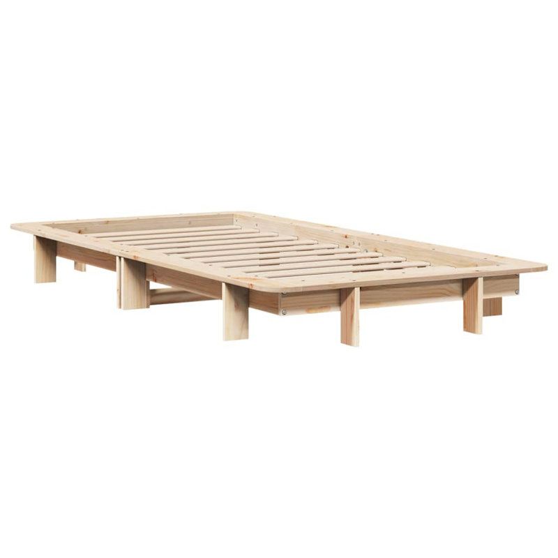 Aba Solid Wood Bed, Brown, 21cm H x 222cm W x 122cm D