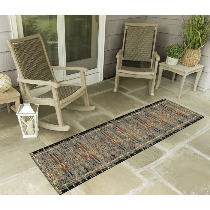 Sesena Black/Gold/Orange/Green/Blue/Ivory/Grey Indoor/Outdoor Rug ...