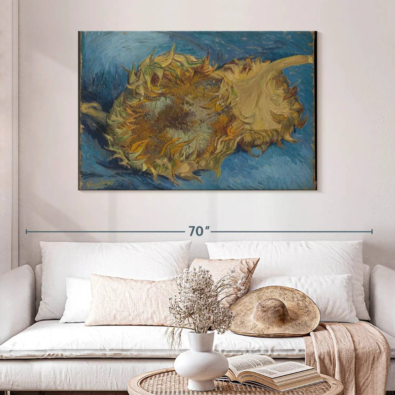 Harnek nature morte avec deux tournesols, H 32 po x l 48 po