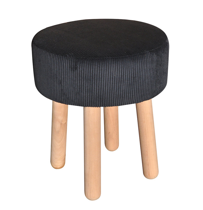 Solid + Manufactured Wood Accent Stool, Black