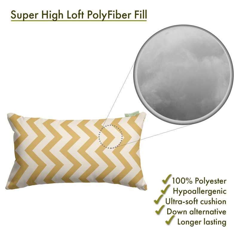 Yellow Chevron Pattern Indoor/Outdoor Rectangular Throw Pillow