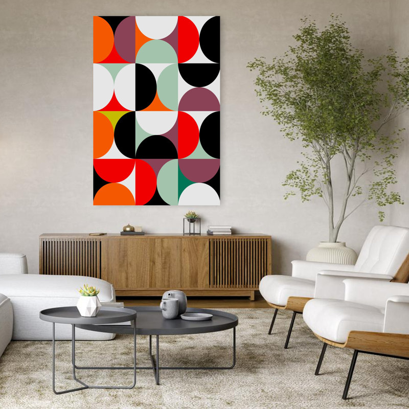 Art contemporain abstrait géométrique coloré, H 48 po x l 32 po