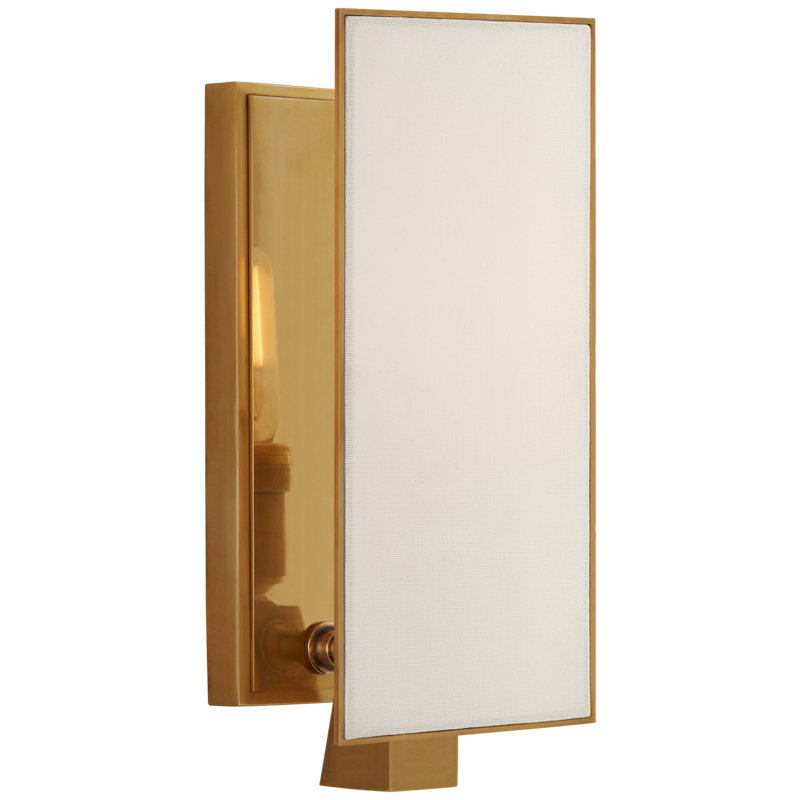 Thomas O'Brien Albertine 1 - Light Armed Sconce, Antique Brass, Linen Diffuser