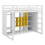 Lit mezzanine simple en bois avec garde-robe, tablettes, armoire et escalier intégrés-1979545930