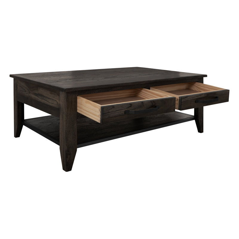 Table basse 4 tiroirs, 1 tablette, Noir