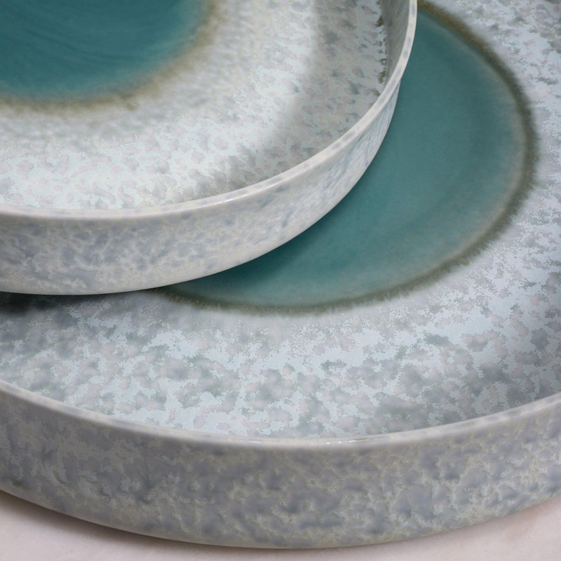 Terra Porcelain China Platter, Seafoam, 1.5" H x 13" W x 13" D