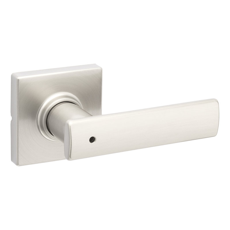 Poignée de porte d'intimité bretonne avec rosette bretonne, Nickel satiné