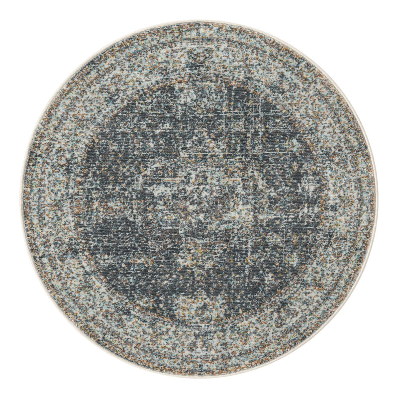 Tapis oriental gris fumée Folmar, Rond 4 pi
