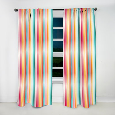 Rainbow Colors Candyland Stripes II - Modern Curtain - Velvet Room Darkening - 1 Panel