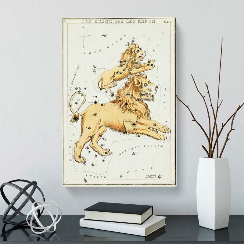 Astronomical Zodiac Chart Of The Leo Constellation - Wrapped Canvas Painting, 50cm H x 35cm W x 3cm D