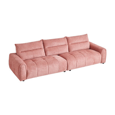 122" Oversized Chenille Sofa, Deep Seat Extra-Long Sofa Couch with Removable Down-Filled Cushions,Solid Wood Frame,1000lbs Capacity for Living Room