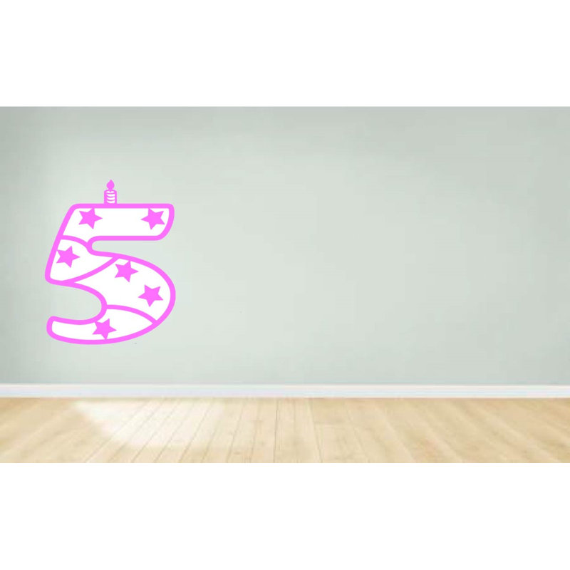 Décalcomanie murale en vinyle « Fifth Birthday », H 20 po x l 10 po, Rose