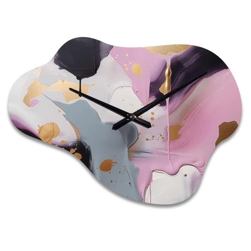 Horloge murale en métal rose et or Inner Worlds of Marble III - Marble Cloud, Petit