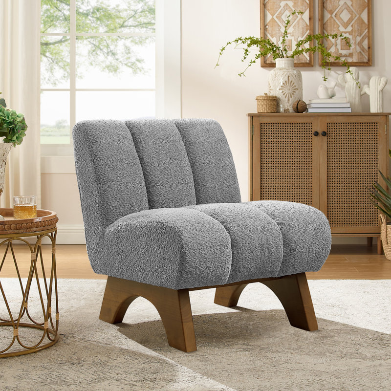 Brenetta Upholstered Accent Chair, Gray Sherpa