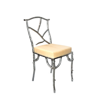 Chaise d'appoint rembourrée en acier inoxydable