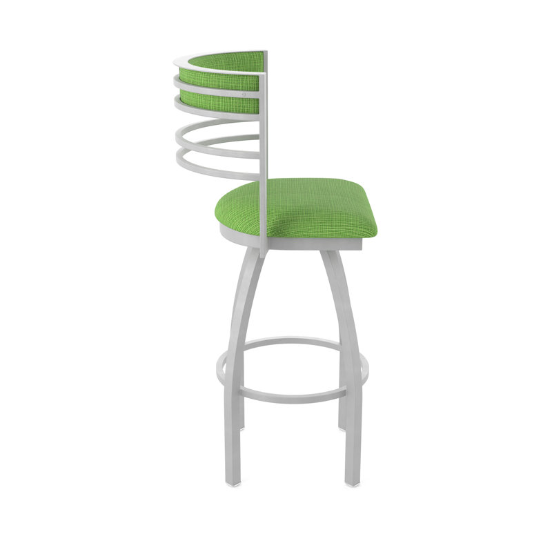 Hunter Swivel Stool, Tissu-graphique perroquet, Nickel anodisé, Tabouret de comptoir (siège d'une hauteur de 25 p