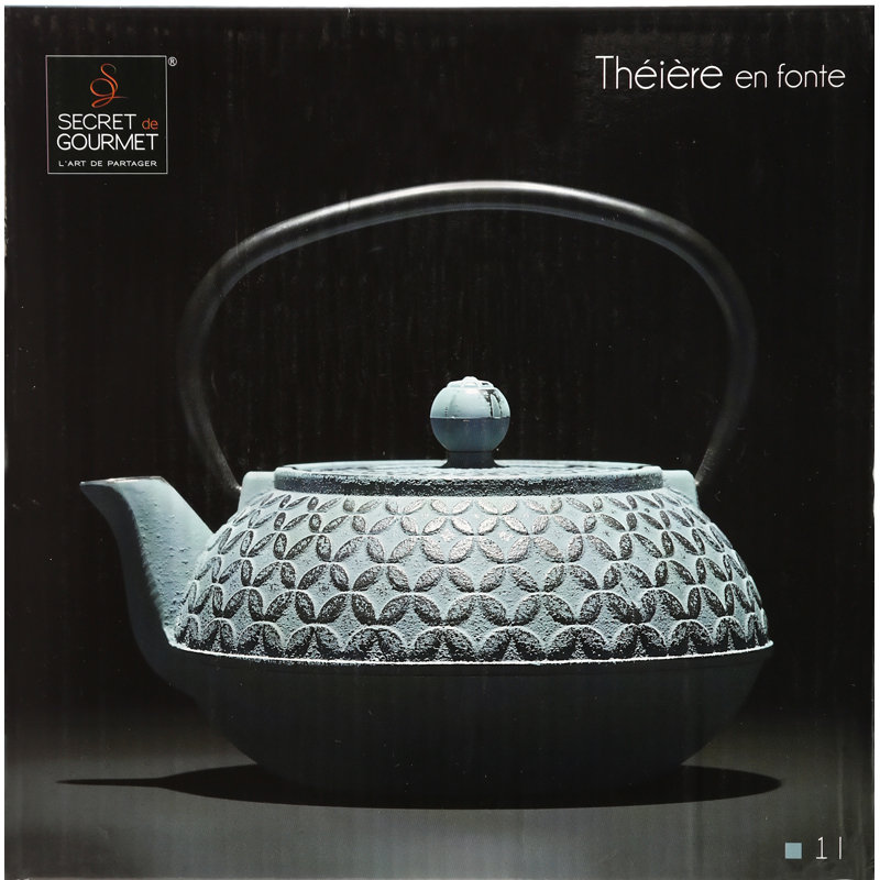 Cast Iron Tea pot 1.0lt flower design with s/steel infuser
