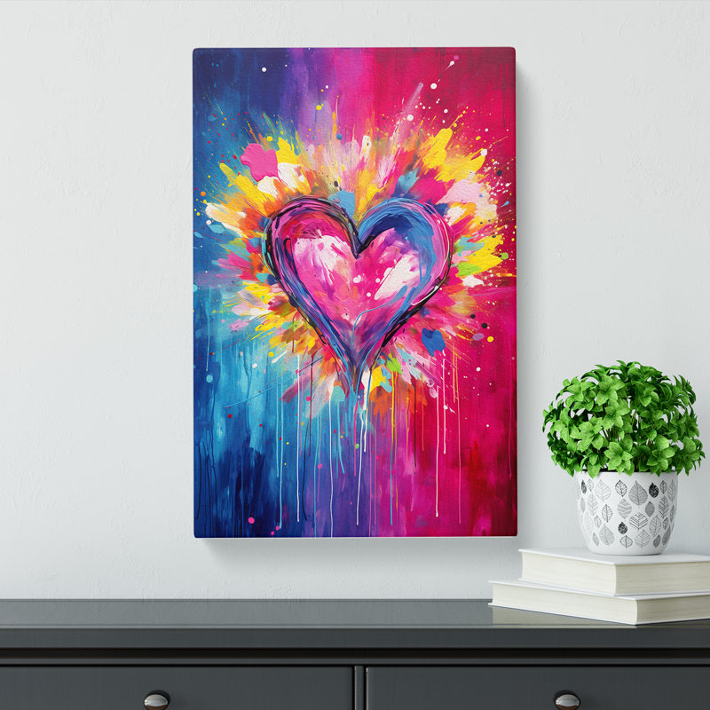 Love Heart Abstract Art - Wrapped Canvas, 50cm H x 35cm W x 3cm D