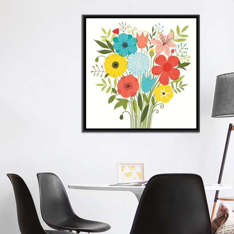 «Seaside Bouquet I» par Michael Mullan, impression sur toile tendue, H 26 po x l 26 po x P 1,5 po, Toile avec cadre noir