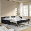 Lit de jour double en velours avec couchette Roomfitter, structure de canapé-lit rembourré avec dossier et accoudoirs, noir
