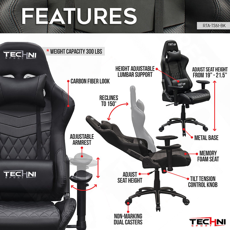 Executive Chair With Faux Leather, Swivel, Lumbar Support, Adjustable Height, Headrest, Wheels