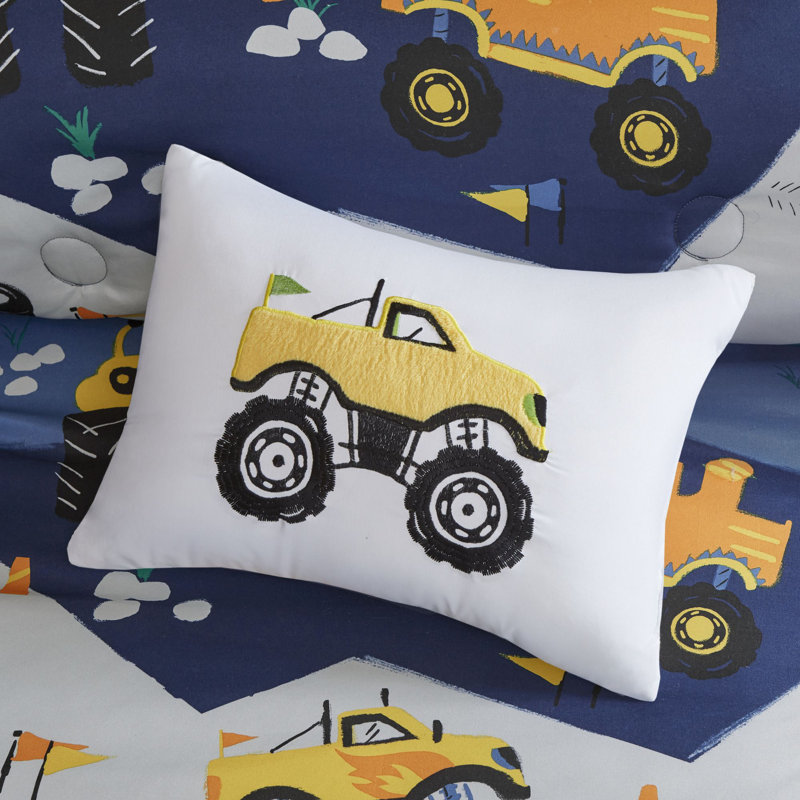 Nash Monster Truck Comforter Set, Full/Queen Comforter +2 Shams +1 Decorative Pillow