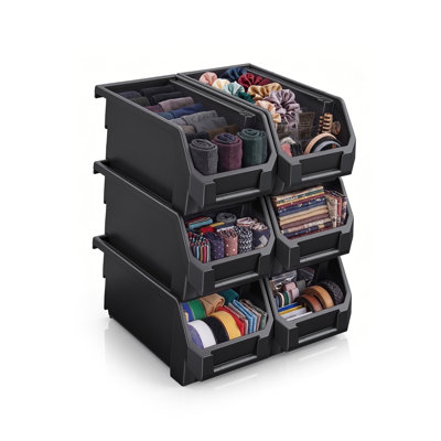 Sorbus 6 Pack Medium Open Front Stackable Clothing Storage Bin – Closet & Wardrobe Organizer