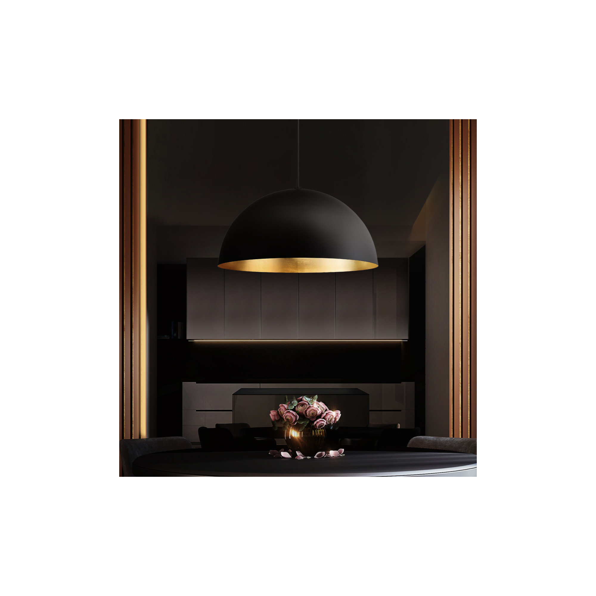 Yolo Single Light Metal Dimmable LED Pendant, Gold, 10.25" H x 19.63" W x 19.63" D