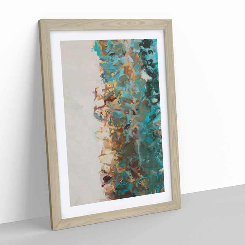 Una Abstract - Wall Art, 48cm H x 36cm W, Oak Framed Paper, White