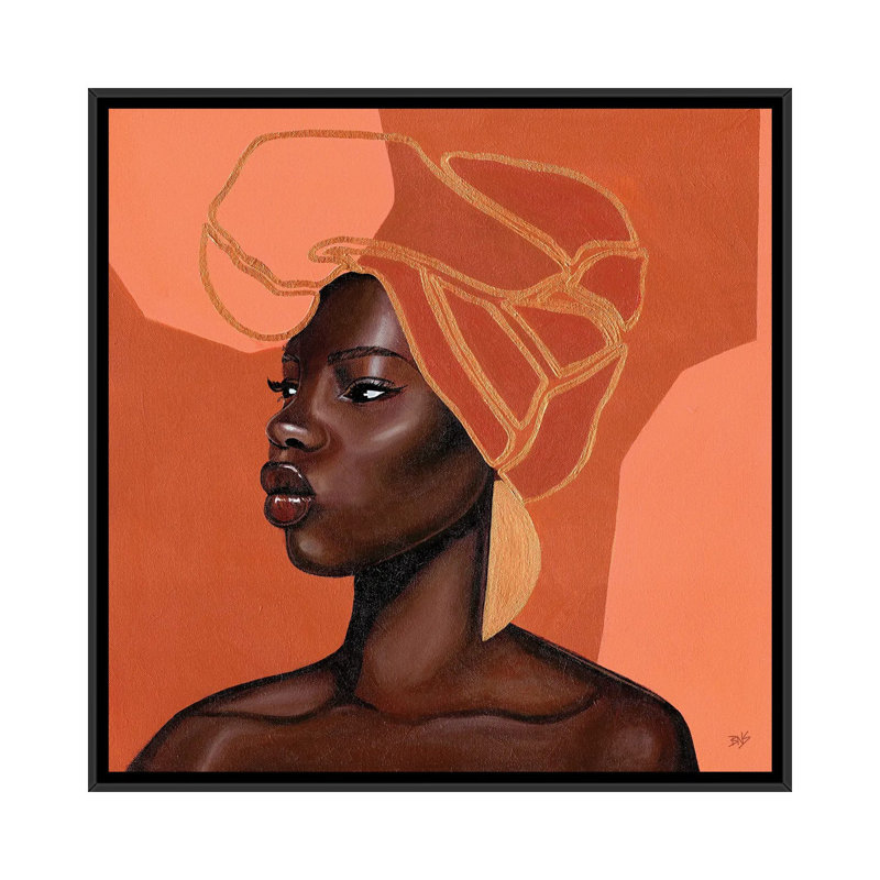 « Adah » par Bria Nicole-impression d’art graphique, Pas de tapis, H 26 po x l 26 po x P 1,5 po, Toile avec cadre noir