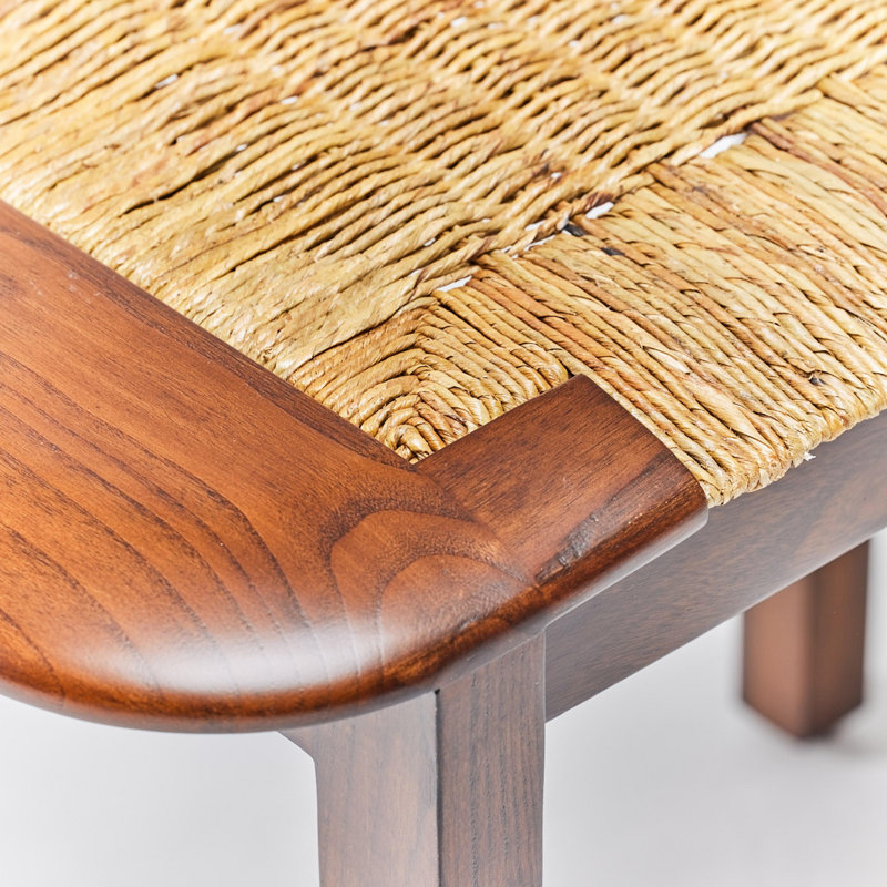 Juno Stool with Solid Wood Frame, Chestnut/Natural
